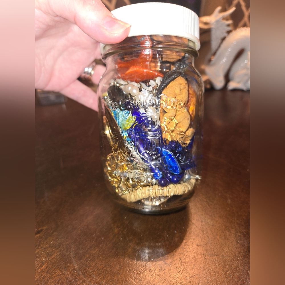 Mystery Jewelry Jar Some Craft Some Wearable with Mixed Beads and Trinkets